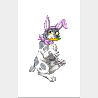 Bobtail BunnyCat: Grey Bicolor (Pink) Posters and Art